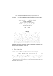 An Integer Programming Approach for Linear Programs with Probabilistic Constraints