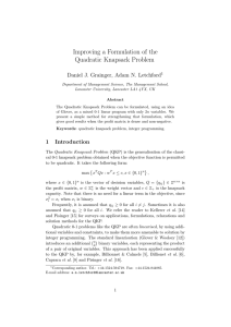 Improving a Formulation of the Quadratic Knapsack Problem