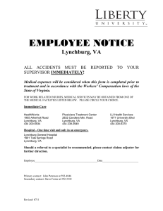 EMPLOYEE NOTICE Lynchburg, VA ALL ACCIDENTS MUST BE REPORTED TO YOUR