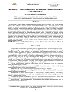 Determining a Conceptual Framework for Adoption of Islamic Credit Card... Context of Malaysia  Dariyoush Jamshidi