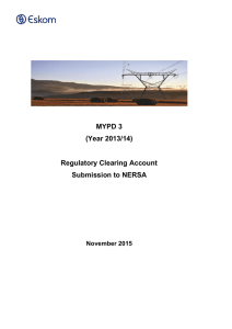 MYPD 3 (Year 2013/14) Regulatory Clearing Account