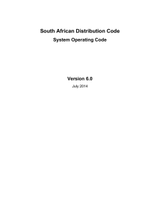 South African Distribution Code System Operating Code Version 6.0