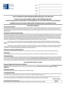 THE CITY UNIVERSITY OF NEW YORK EMPLOYMENT APPLICATION - PART...  This form is to be used for EXIGENCY HIRING OF...
