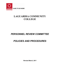 LAGUARDIA COMMUNITY COLLEGE PERSONNEL REVIEW COMMITTEE