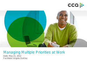 Managing Multiple Priorities at Work Date: May 21, 2012 Facilitator: Angela Dutcher