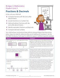 Fractions &amp; Decimals Bridges in Mathematics Grade 4 Unit 3