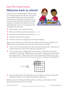 Welcome back to school! Dear Fifth Grade Families,