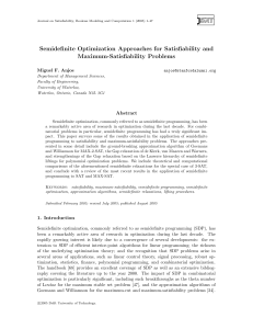 Semidefinite Optimization Approaches for Satisfiability and Maximum-Satisfiability Problems Miguel F. Anjos