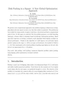 Disk Packing in a Square: A New Global Optimization Approach B. Addis