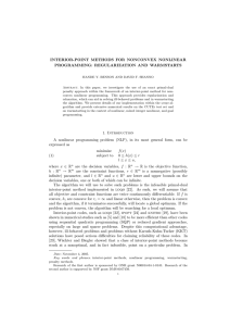 INTERIOR-POINT METHODS FOR NONCONVEX NONLINEAR PROGRAMMING: REGULARIZATION AND WARMSTARTS
