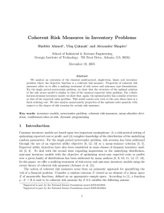 Coherent Risk Measures in Inventory Problems