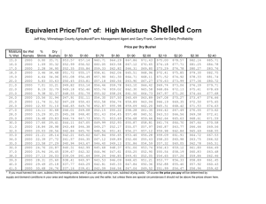 Shelled Equivalent Price/Ton* of:  High Moisture Corn