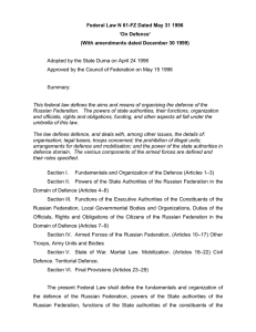 Federal Law N 61-FZ Dated May 31 1996 ‘On Defence’