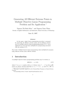 Generating All Efficient Extreme Points in Multiple Objective Linear Programming