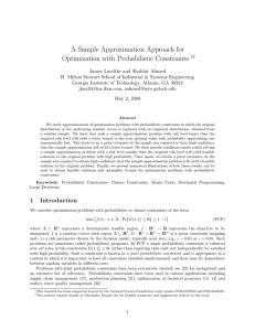 A Sample Approximation Approach for Optimization with Probabilistic Constraints