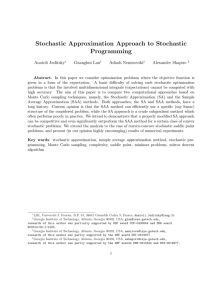 Stochastic Approximation Approach to Stochastic Programming Anatoli Juditsky Guanghui Lan
