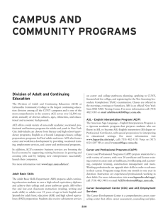 CAMPUS AND COMMUNITY PROGRAMS Division of Adult and Continuing Education