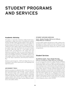 STUDENT PROGRAMS AND SERVICES Academic Advising STUDENT ADVISING SERVICES