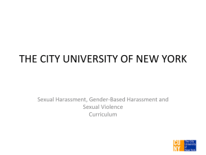 THE	CITY	UNIVERSITY	OF	NEW	YORK Sexual	Harassment,	Gender-Based	Harassment	and Sexual	Violence