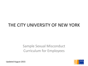 THE	CITY	UNIVERSITY	OF	NEW	YORK Sample	Sexual	Misconduct Curriculum	for	Employees