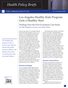Health Policy Briefs Los Angeles Healthy Kids Program Gets a Healthy Start