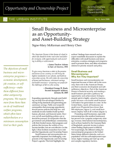Small Business and Microenterprise as an Opportunity- and Asset-Building Strategy