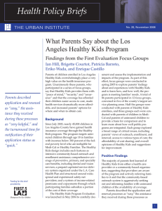 Health Policy Briefs What Parents Say about the Los