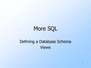 More SQL Defining a Database Schema Views 1