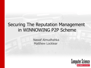 Securing The Reputation Management in WINNOWING P2P Scheme