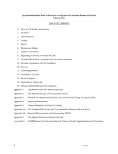 Appointments at the Rank of Research Investigator and Assistant Research Scientist