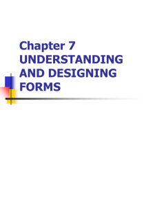 Chapter 7 UNDERSTANDING AND DESIGNING FORMS