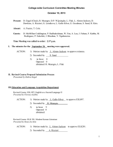 College-wide Curriculum Committee Meeting Minutes  October 10, 2013 Present: