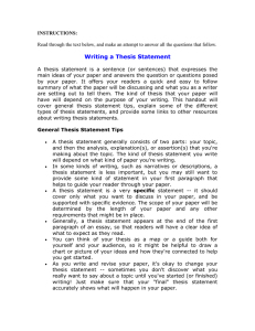 Writing a Thesis Statement