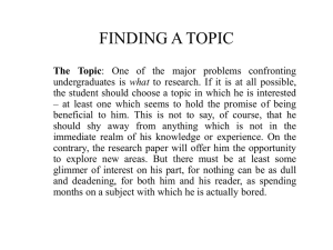 FINDING A TOPIC
