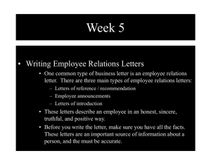 Week 5 • Writing Employee Relations Letters
