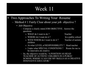 Week 11 • Two Approaches To Writing Your  Resume