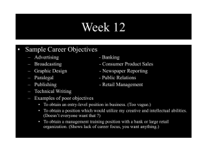 Week 12 • Sample Career Objectives