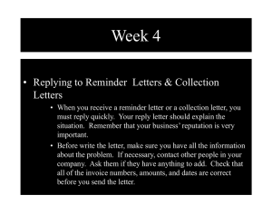 Week 4 • Replying to Reminder  Letters &amp; Collection Letters