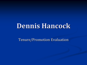 Dennis Hancock Tenure/Promotion Evaluation