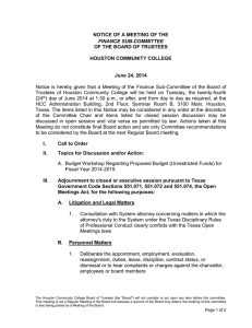 NOTICE OF A MEETING OF THE OF THE BOARD OF TRUSTEES