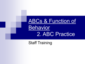 ABCs &amp; Function of Behavior 2. ABC Practice Staff Training
