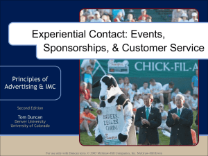Experiential Contact: Events, Sponsorships, &amp; Customer Service