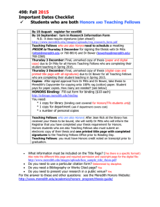 Important Dates Checklist (Students who are both Teaching Fellows and Honors students)