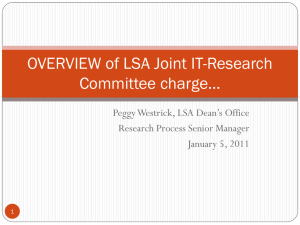 OVERVIEW of LSA Joint IT-Research Committee charge (Powerpoint)