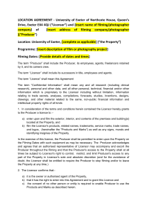 Location contract for filming on University of Exeter campuses