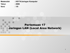 Pertemuan 17 Jaringan LAN (Local Area Network) Matakuliah : H0174/Jaringan Komputer