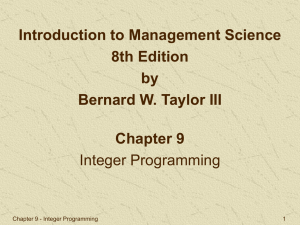 Introduction to Management Science 8th Edition by Bernard W. Taylor III