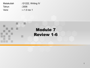 Module 7 Review 1-6 Matakuliah : G1222, Writing IV