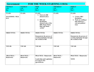 Government  FOR THE WEEK STARTING 1/18/16
