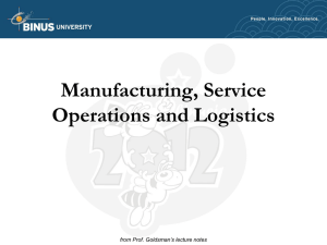 Manufacturing, Service Operations and Logistics from Prof. Goldsman’s lecture notes